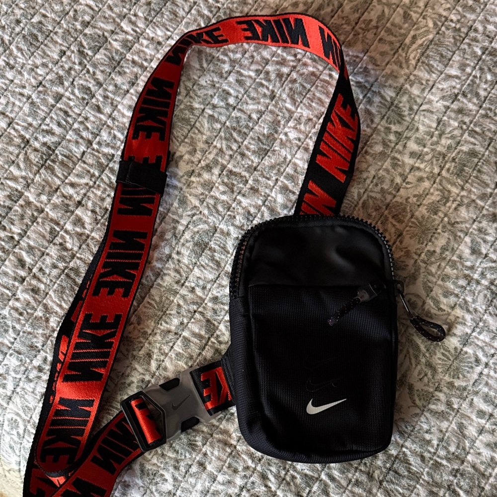 Nike Black Belt Bag with Red Strap
